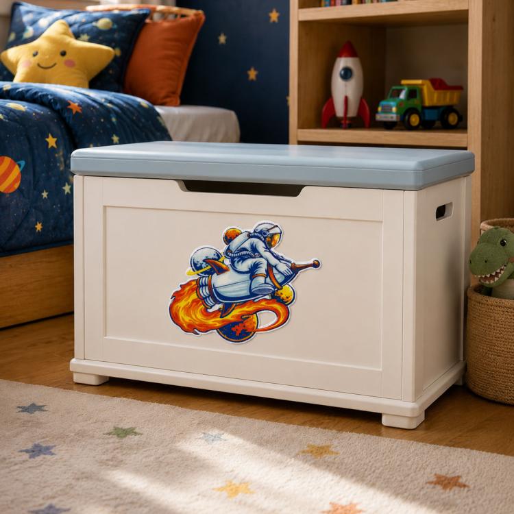 Cassapanca per bambini personalizzata con sticker astronauta