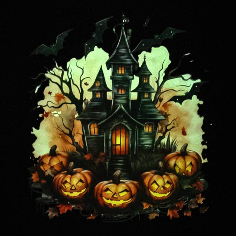 Stampa DTF Special Effect Glow in the dark su tessuto nero