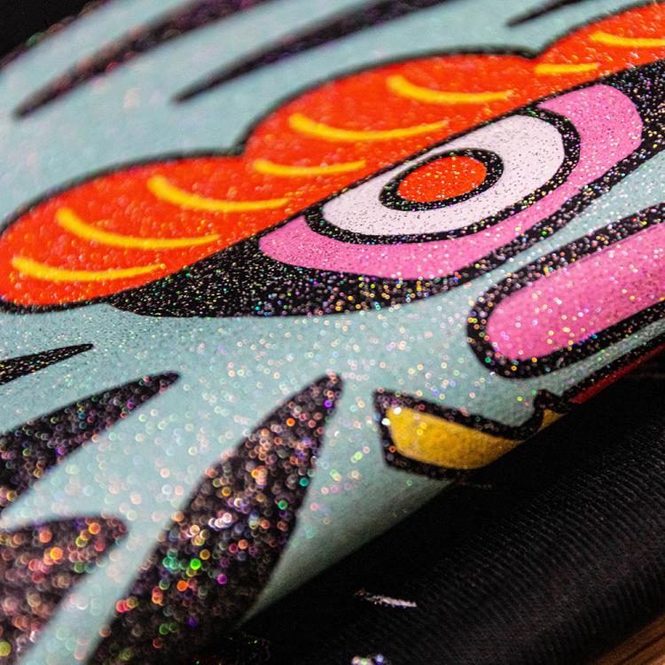 stampa DTF glitter su t-shirt