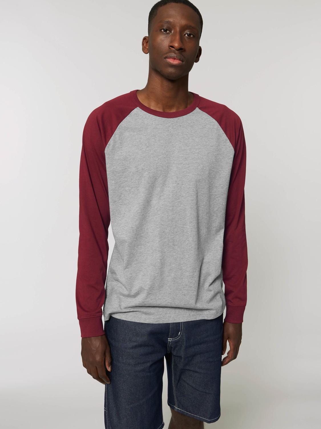 Catcher Long Sleeve Heather Grey/Burgundy - Fronte Catcher Long Sleeve Heather Grey/Burgundy - Fronte
