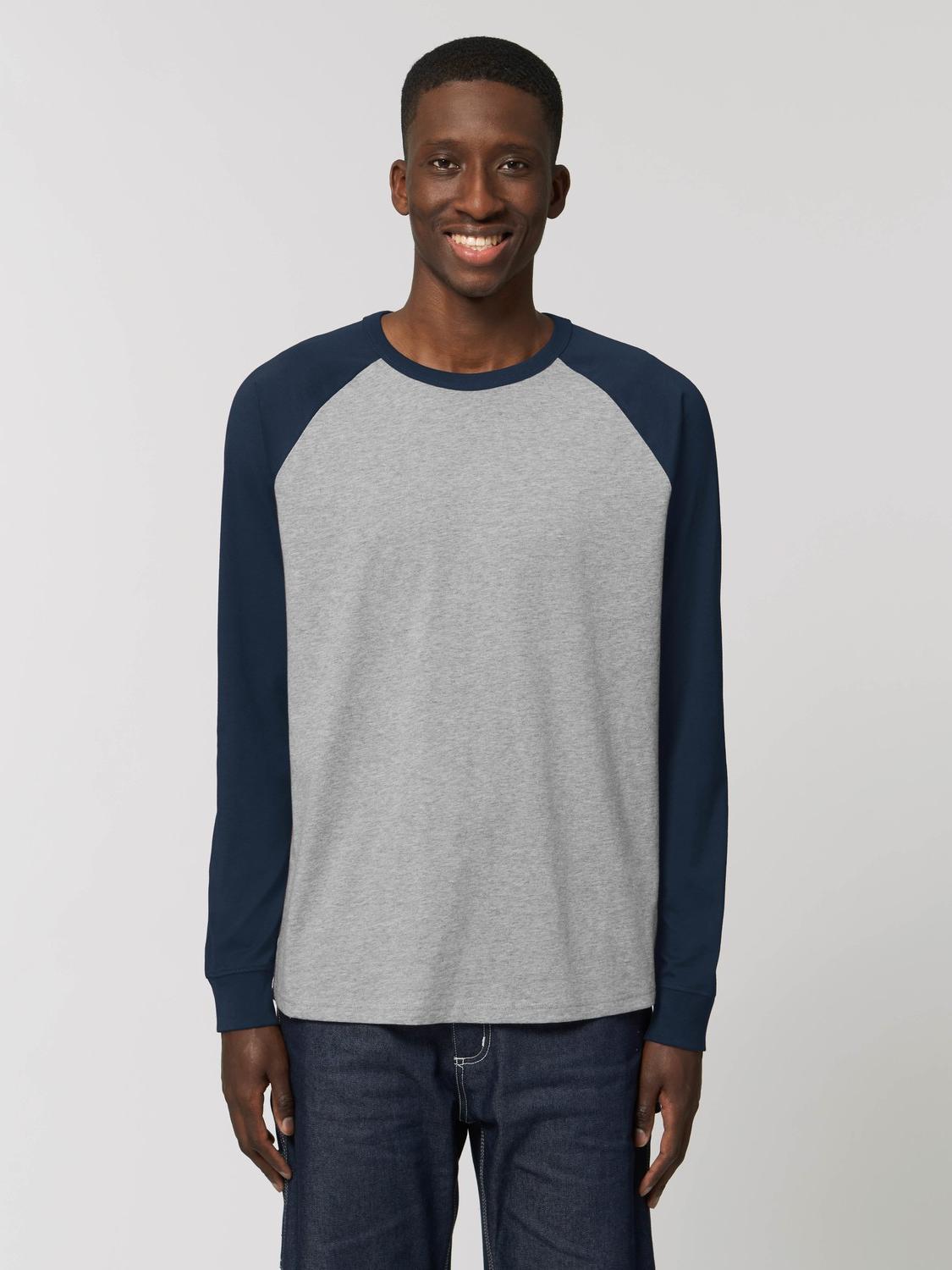 Catcher Long Sleeve Heather Grey/French Navy - Fronte Catcher Long Sleeve Heather Grey/French Navy - Fronte