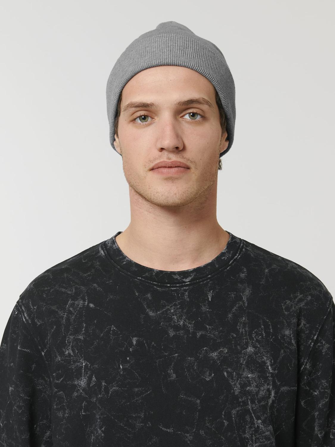 Rib Beanie Mid Heather Grey - Fronte