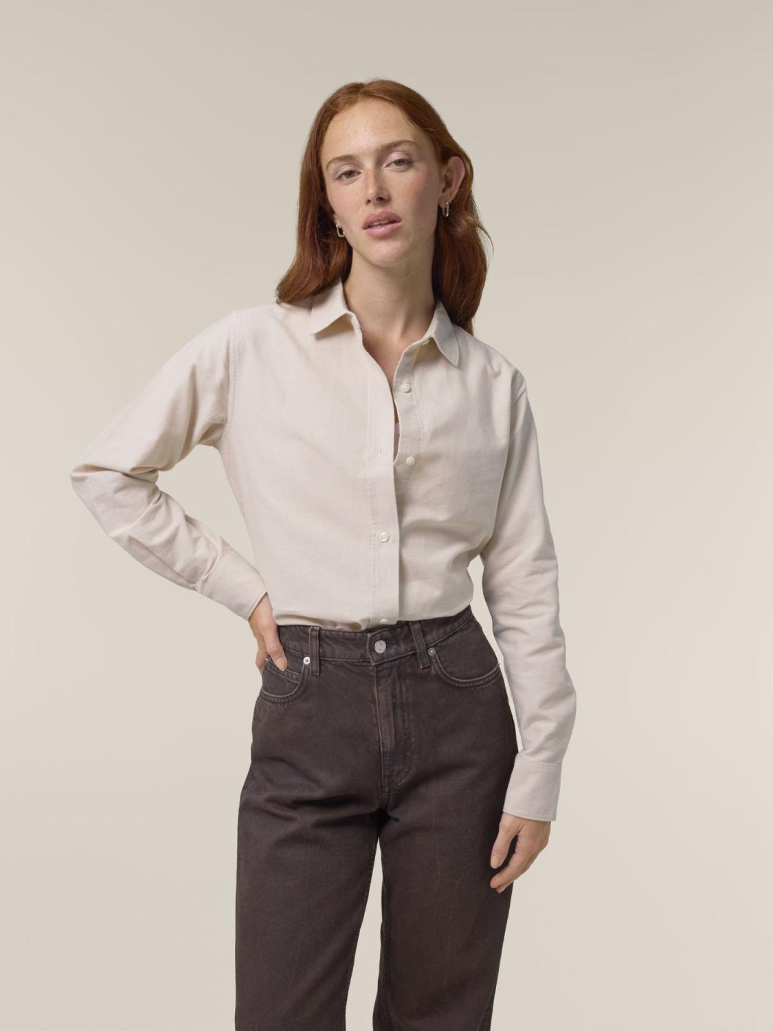 Stella Oxford Shirt Beige Oxford - Fronte Stella Oxford Shirt Beige Oxford - Fronte
