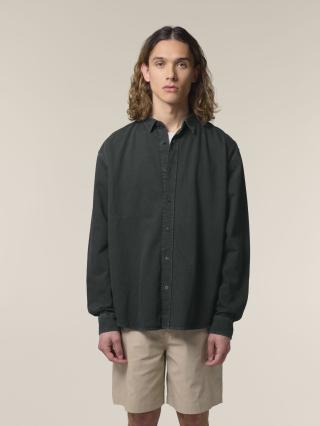 Worker Shirt G. Dyed Black Rock - Fronte Worker Shirt G. Dyed Black Rock - Fronte
