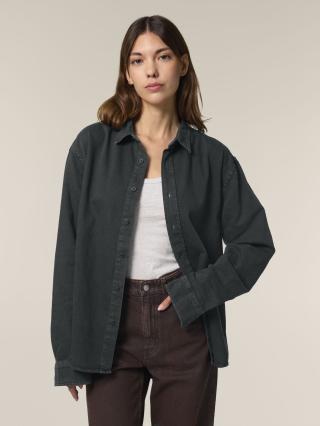 Worker Shirt G. Dyed Black Rock - Fronte Worker Shirt G. Dyed Black Rock - Fronte
