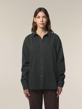 Worker Shirt G. Dyed Black Rock - Fronte Worker Shirt G. Dyed Black Rock - Fronte