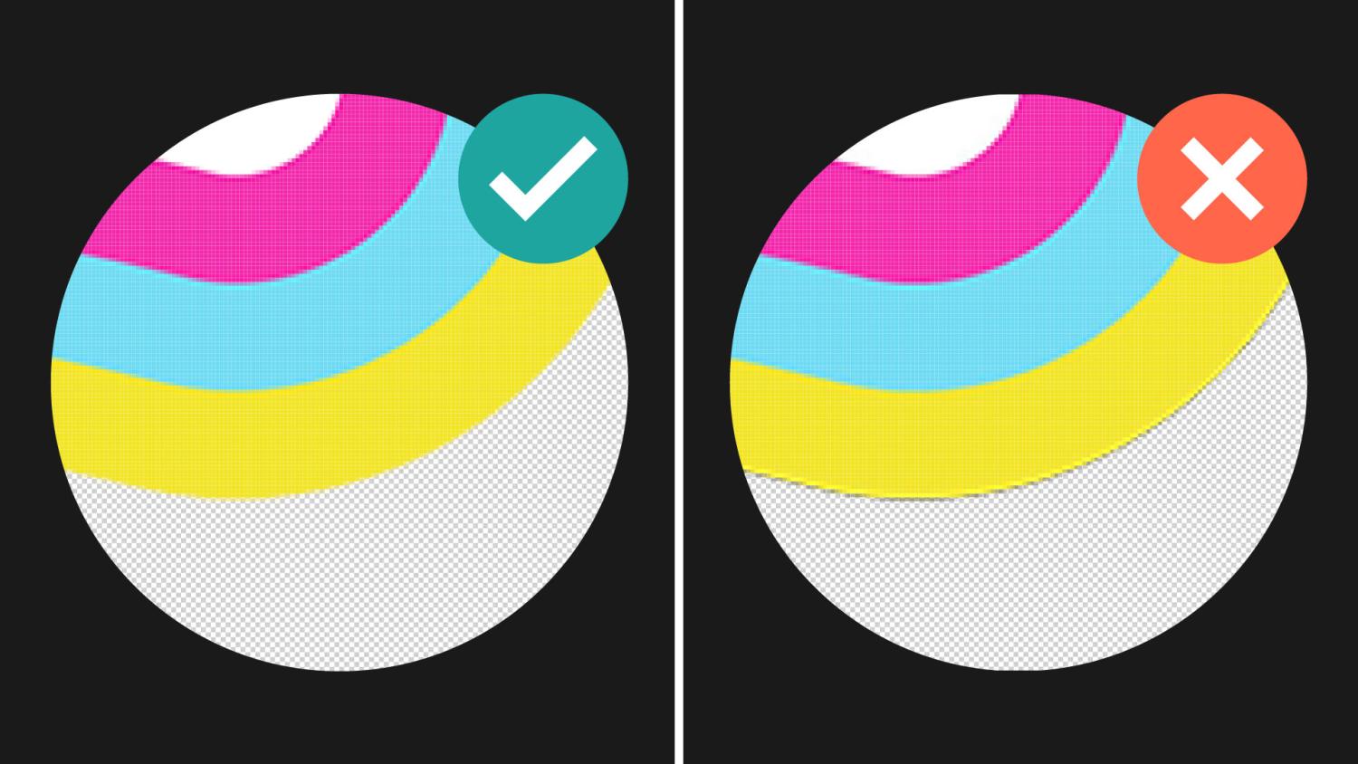 Assicurati di pulire i bordi della grafica quando converti lo sfondo da solido a trasparente.